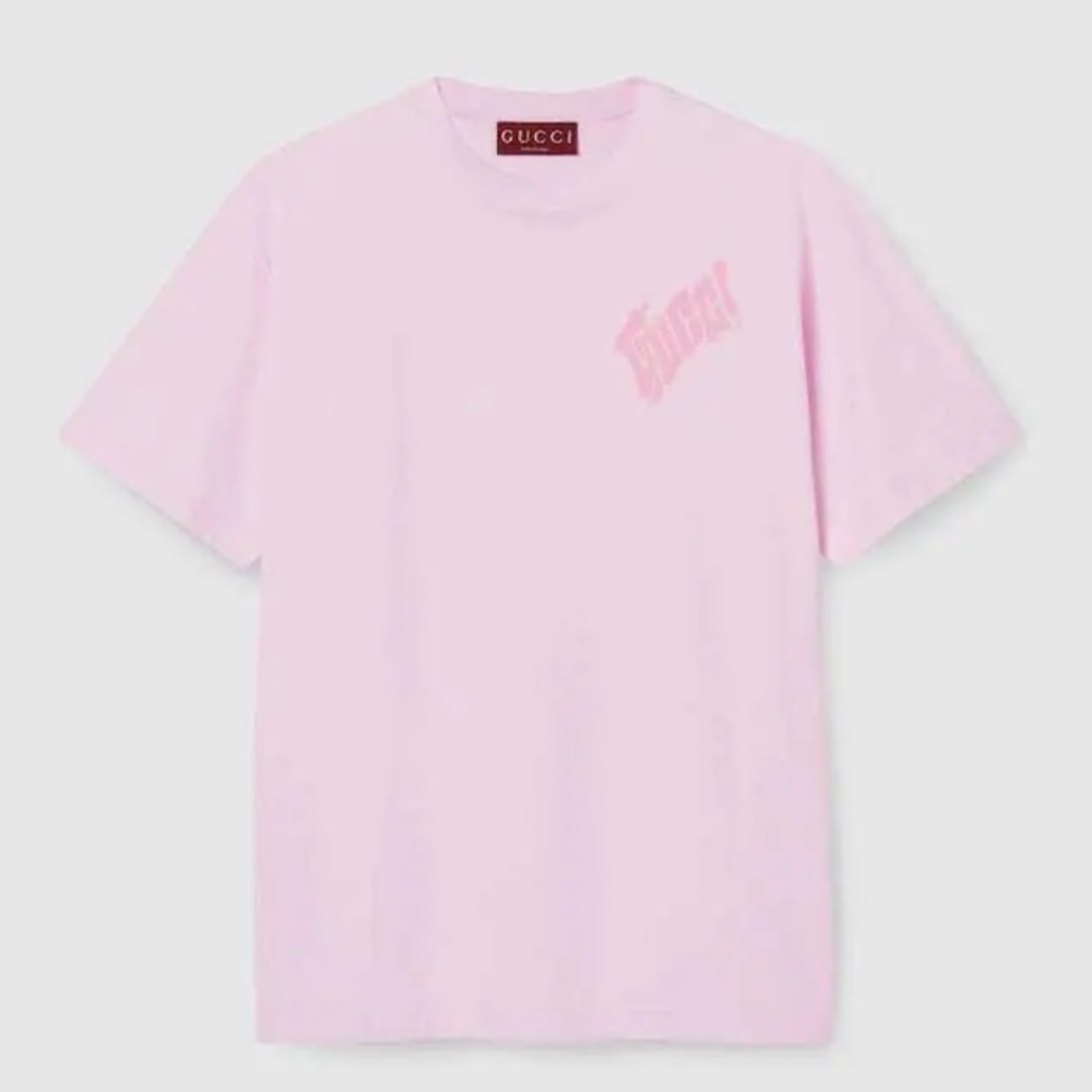 Gucci Logo Cotton Jersey Pink Mens T-shirt sz L